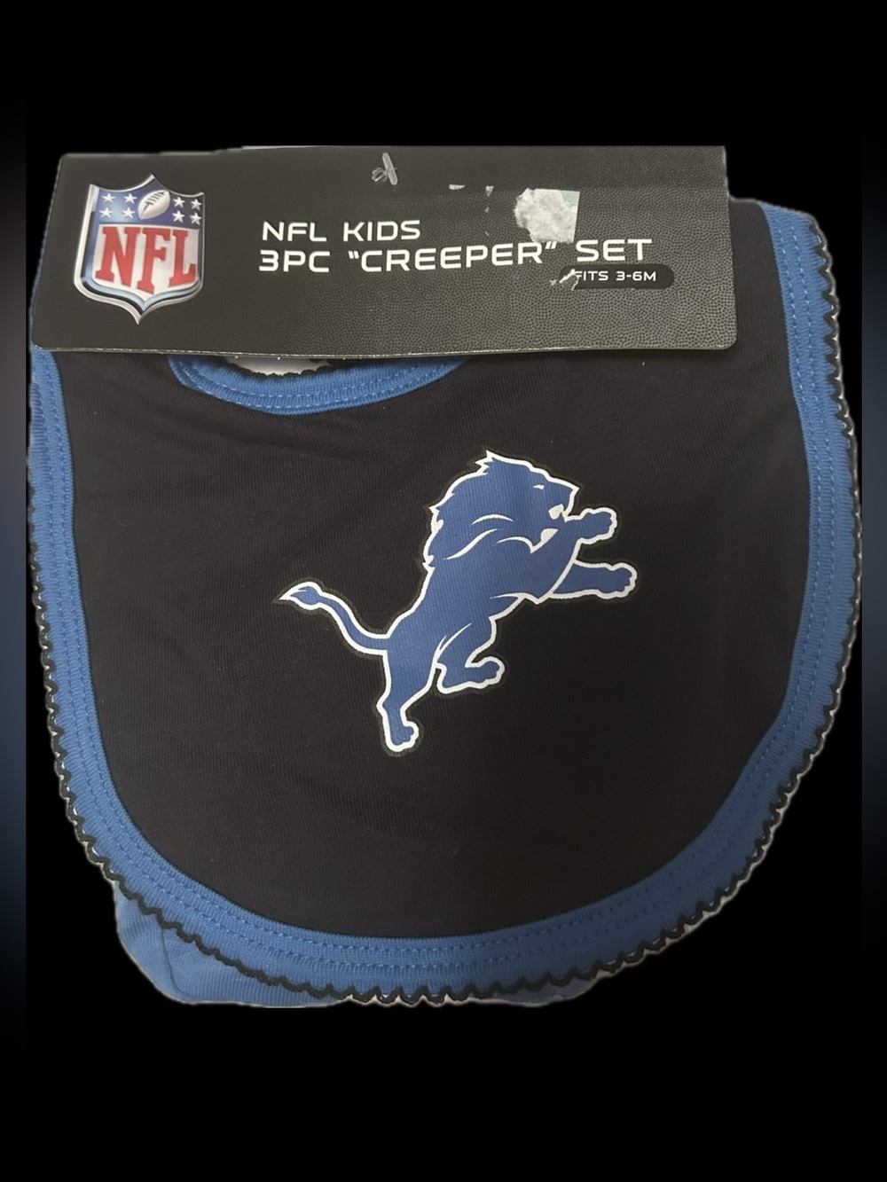 NFL Kids Detroit Lions Bib and Booties Set - Black/Blue